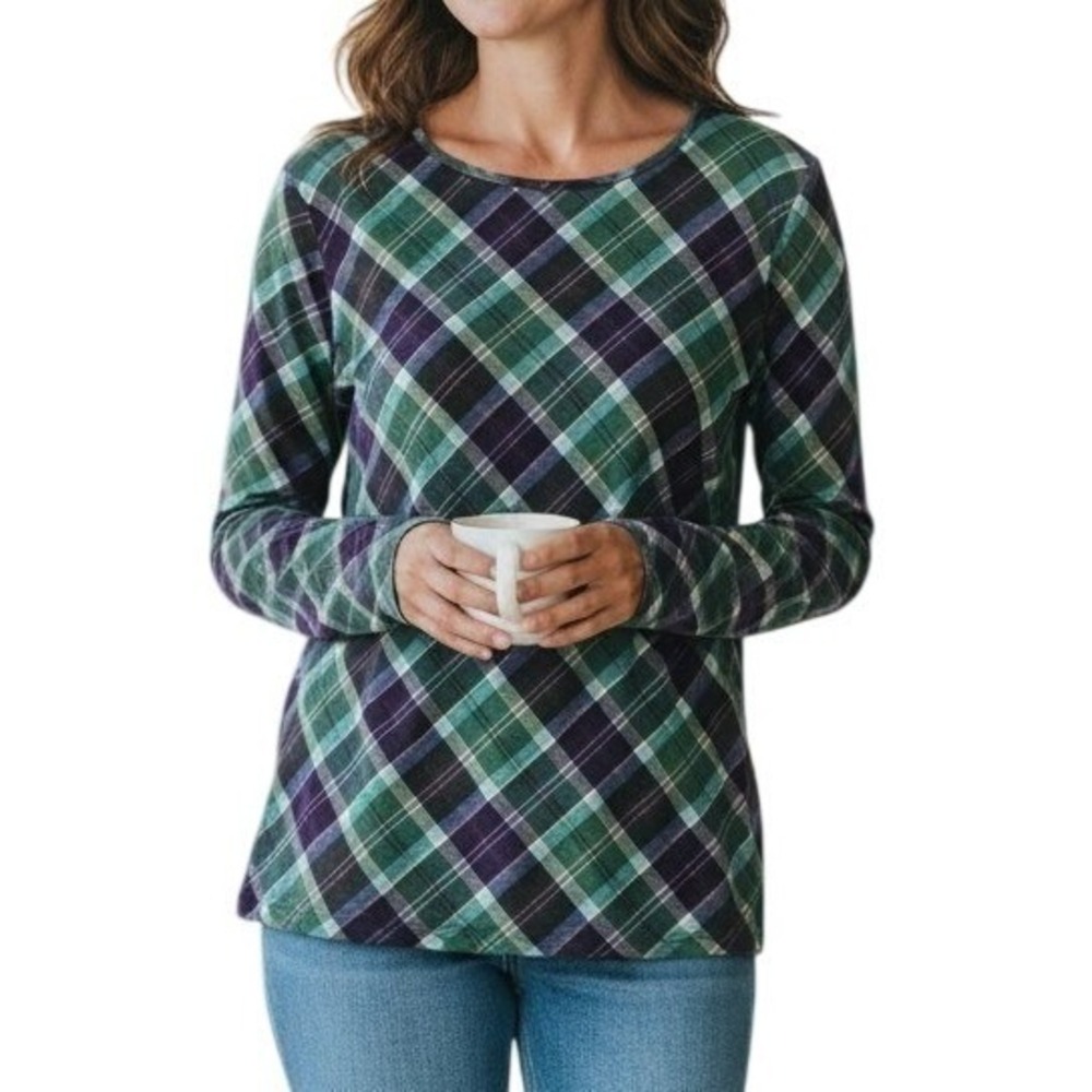 Talbots Plaid‎ Shirt Green 1X